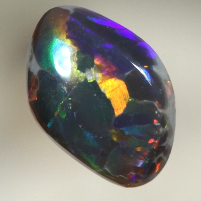 SOLID BLACK OPAL Brightest fire in a Flagstone Harlequin pattern